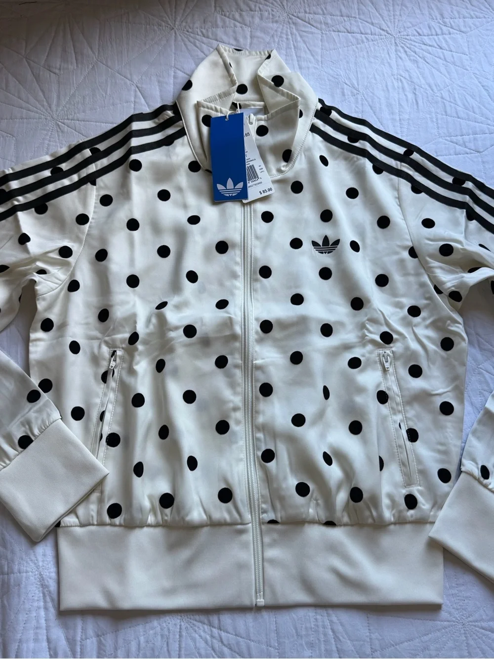Adidas Originals Women’s White Polka Dot Track Jacket size L new